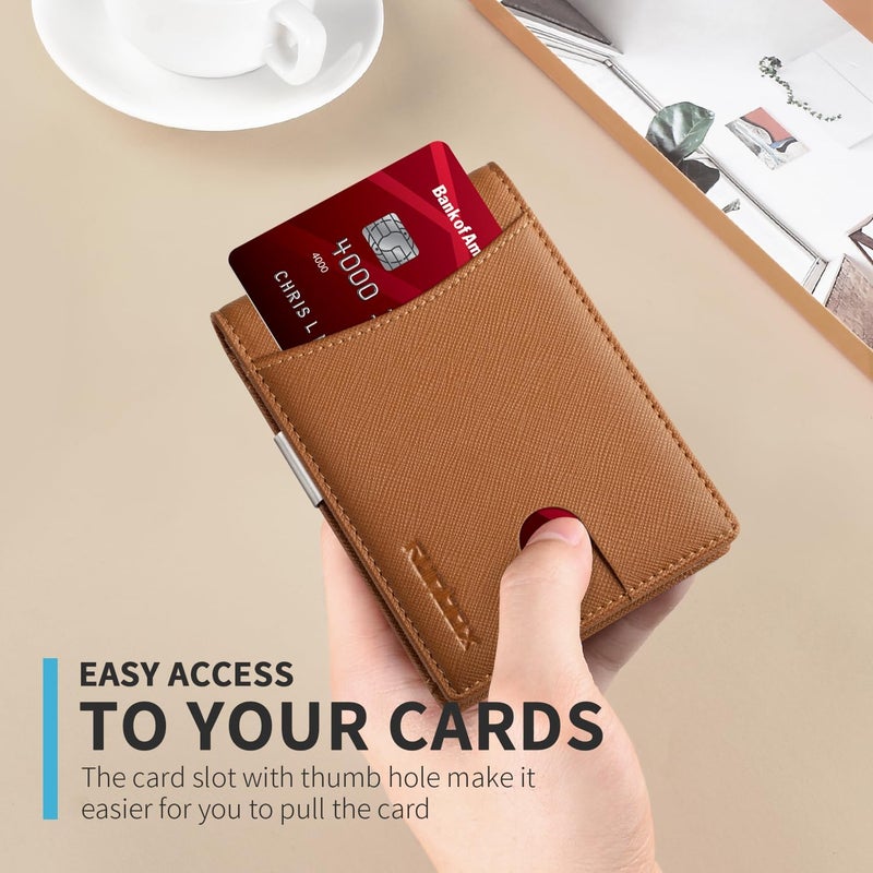 RUNBOX محافظ نحيفة جديدة للرجال مع حجب RFID حاملة 11 بطاقة محافظ جلدية صغيرة قابلة للطي هدية في صندوق - Image 4